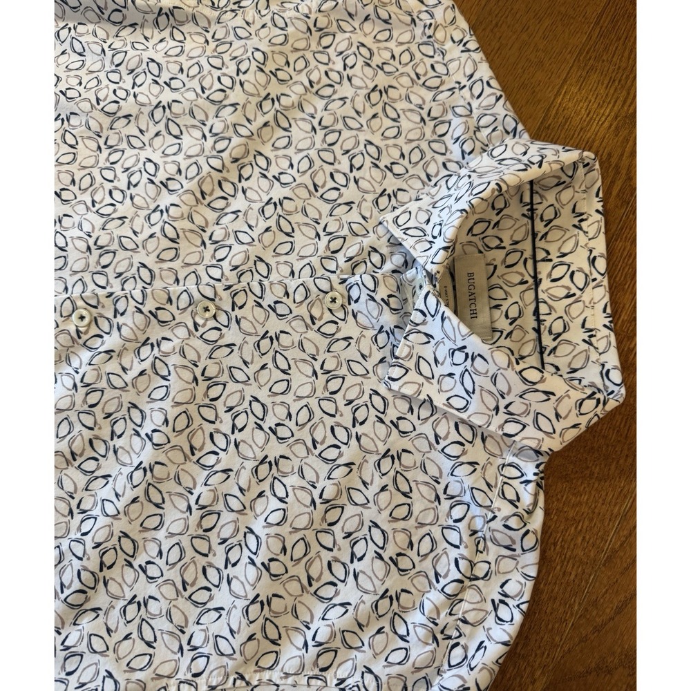 Bugatchi 8 Way Stretch Shirt Mens XL Geometric Performance Long Sleeve Button Up